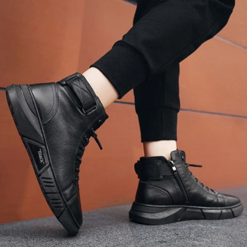 Black Boots™ |  Zwarte warme leren laarzen