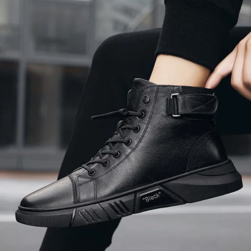 Black Boots™ |  Zwarte warme leren laarzen