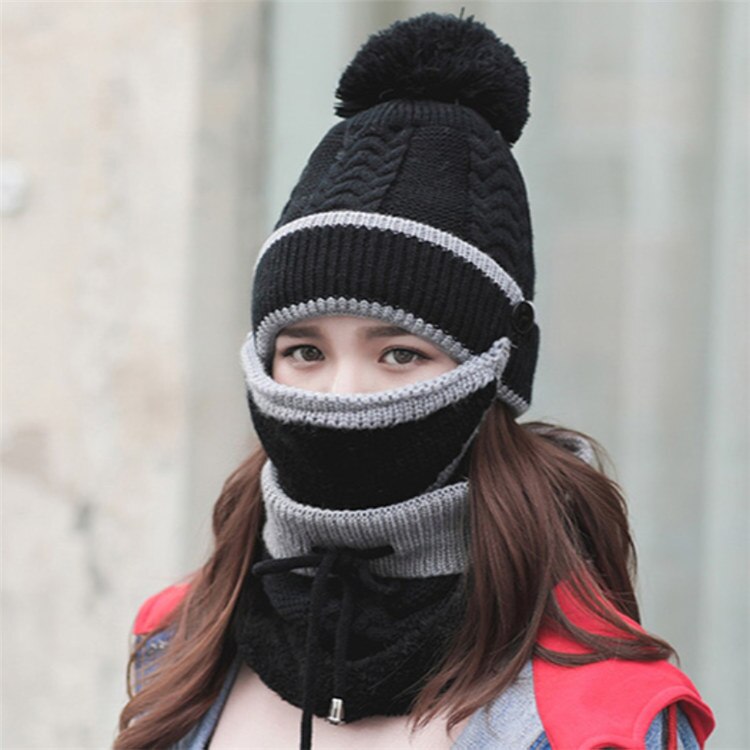 3 in 1 Winter Vrouwenmuts Sjaal Masker Set