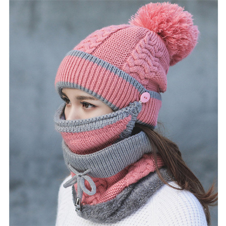 3 in 1 Winter Vrouwenmuts Sjaal Masker Set