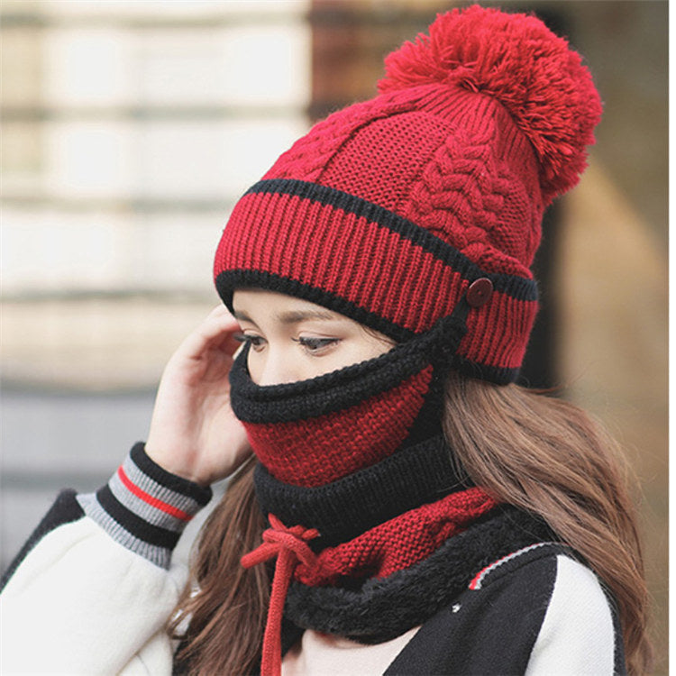 3 in 1 Winter Vrouwenmuts Sjaal Masker Set