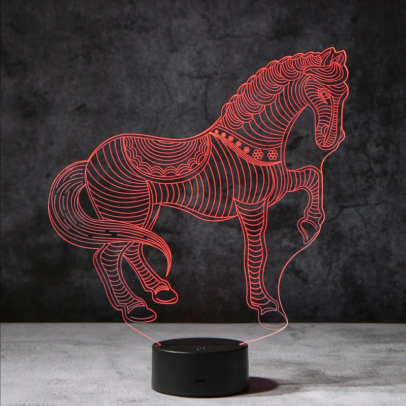 3D Horse Night Lamp™ | Powered LED akrylglas