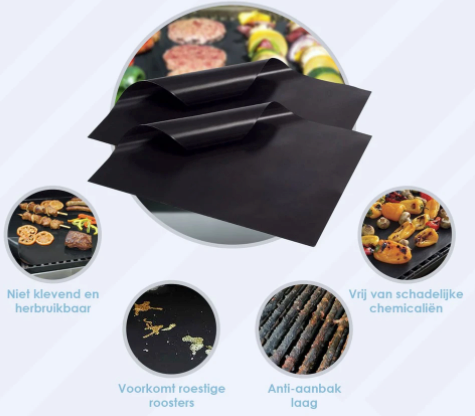 Anti-plak BBQ Grill Mat™ | Geniet van het grillen en eet smakelijk | 2+1 GRATIS