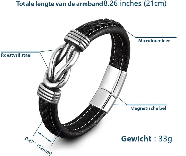 "Moeder en zoon voor altijd met elkaar verbonden" Handgemaakte gevlochten lederen armband